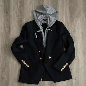 Quince Black Blazer with Cashmere Insert